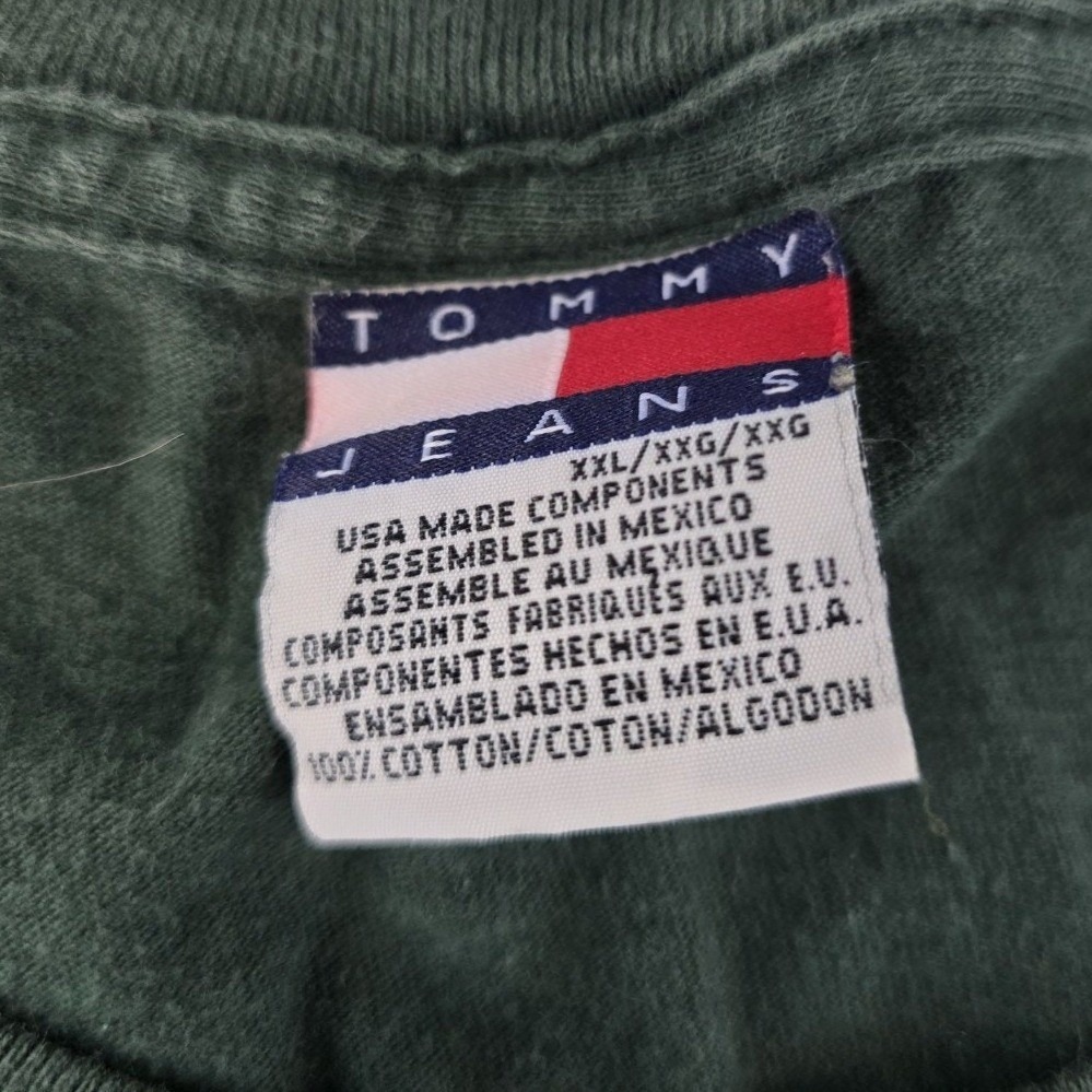 Vintage Tommy Hilfiger Tommy Jeans Graphic T-Shirt Xl Green Distressed 90s Logo — image 4 of 8